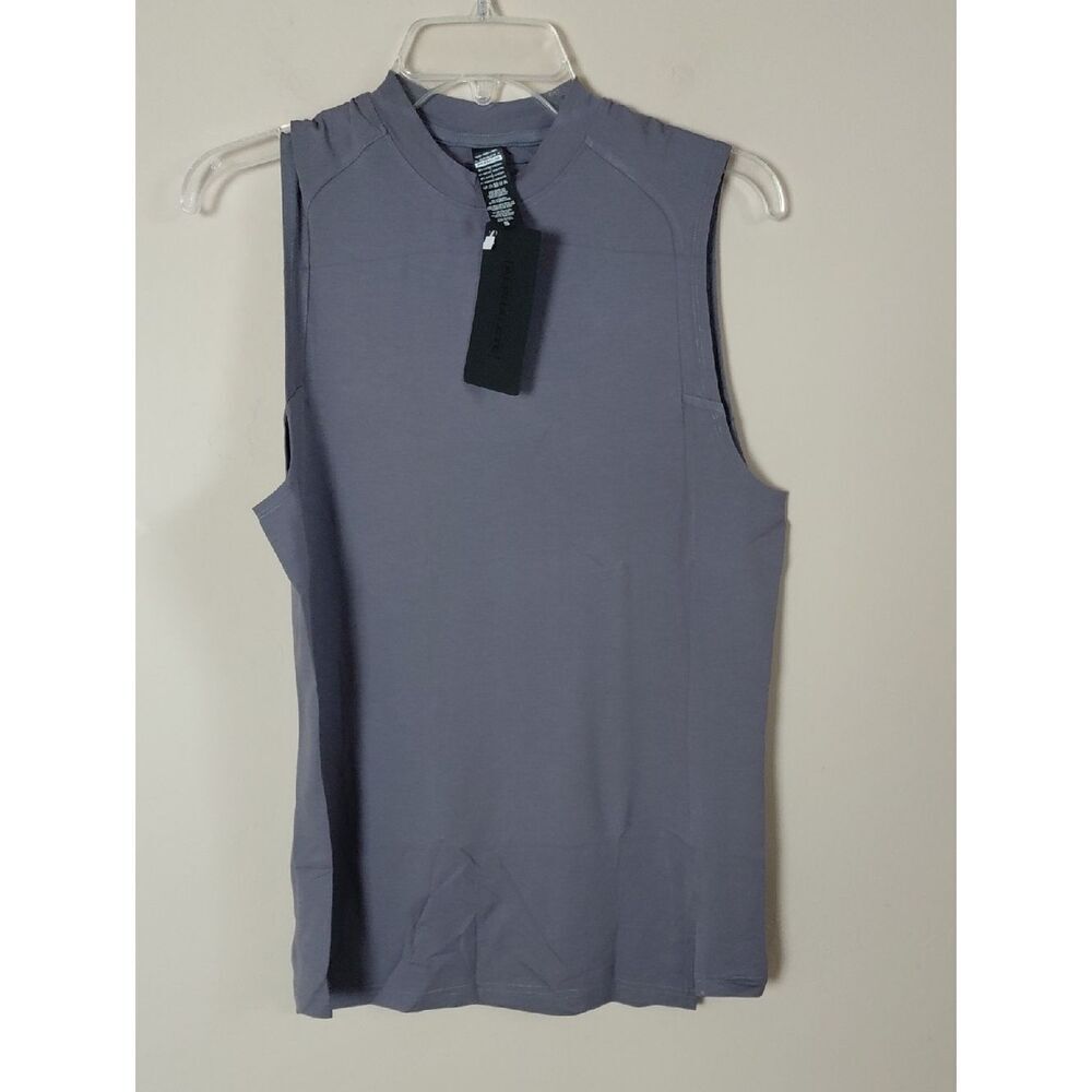 Alphalete Men's Premium Stepped Hem Tank Blue Gray Size Small.
